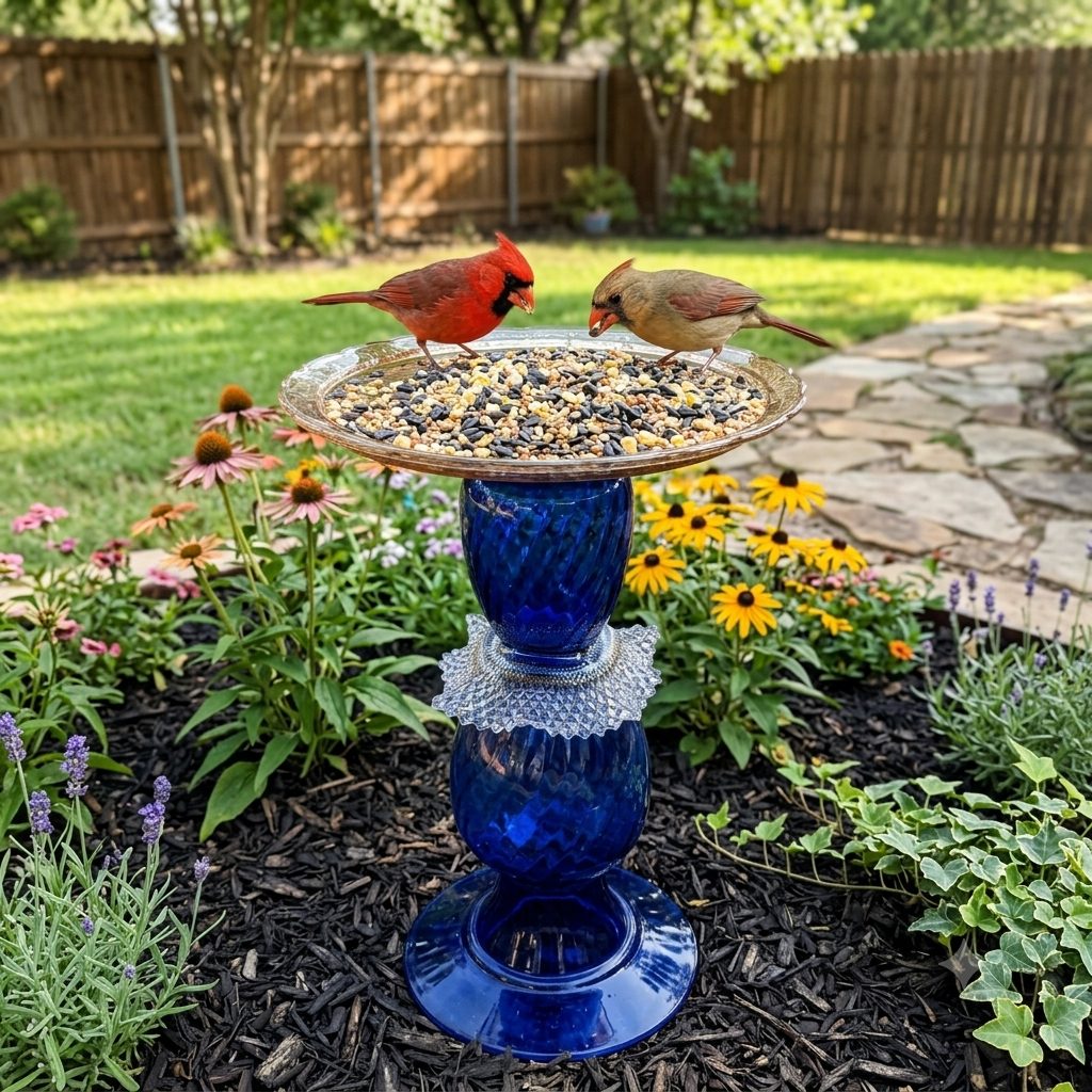 Cobalt Birdbath/Feeder/Side Table 2