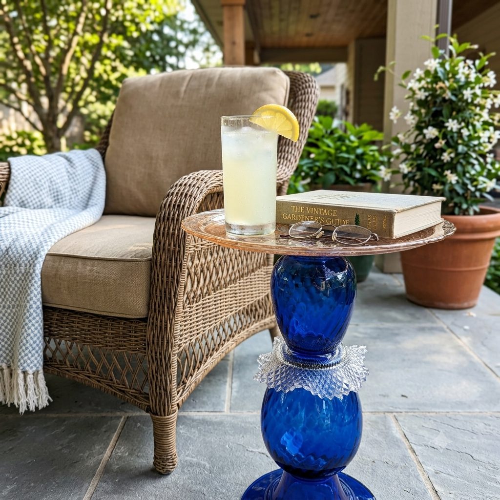 Cobalt Birdbath/Feeder/Side Table 3