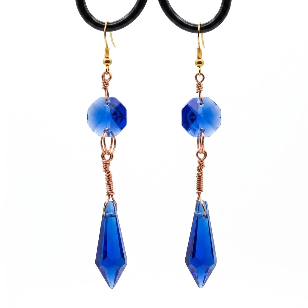 Blue Glass Pendant Earrings