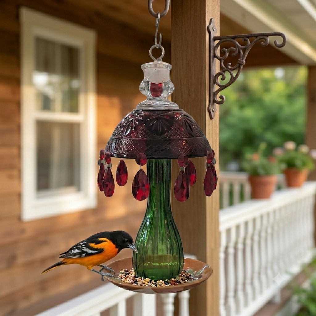 Red Pendant Bird Feeder 2