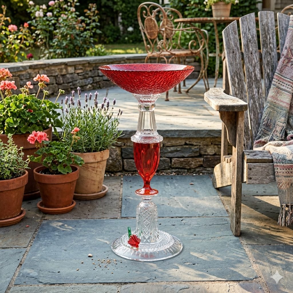 Red Rose Birdbath 2