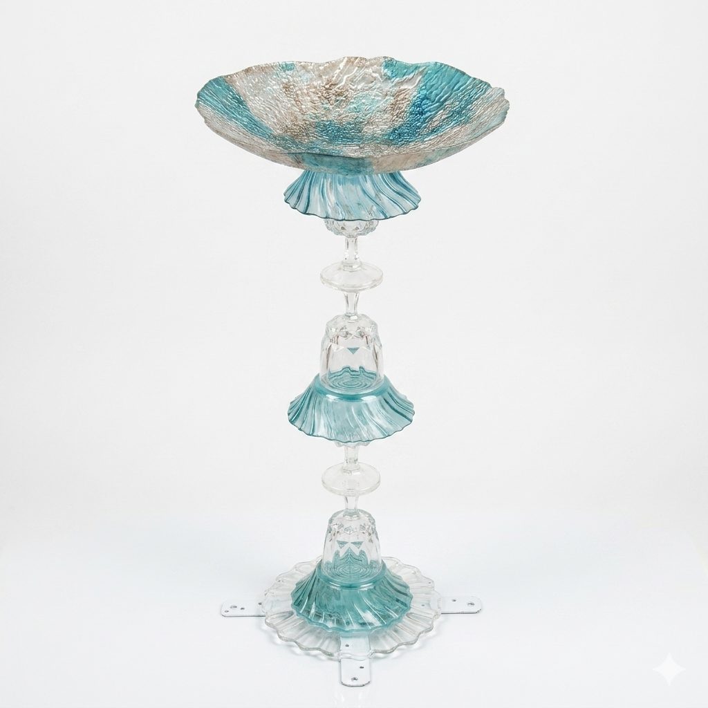 Aqua Green Birdbath