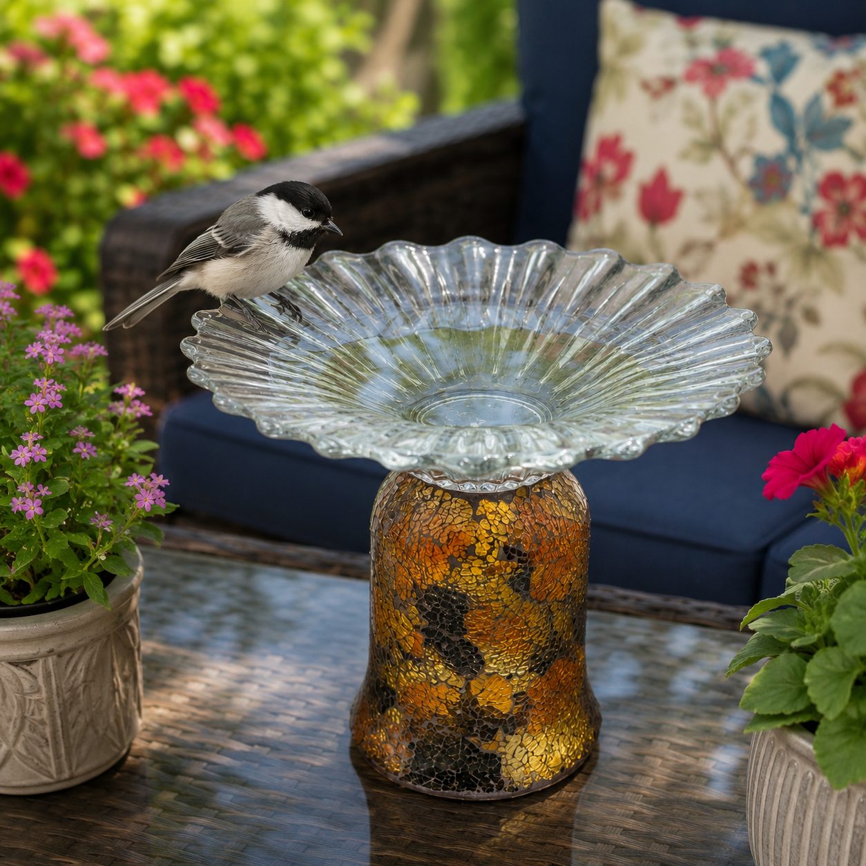 Tabletop Birdbath/Bird Feeder 2