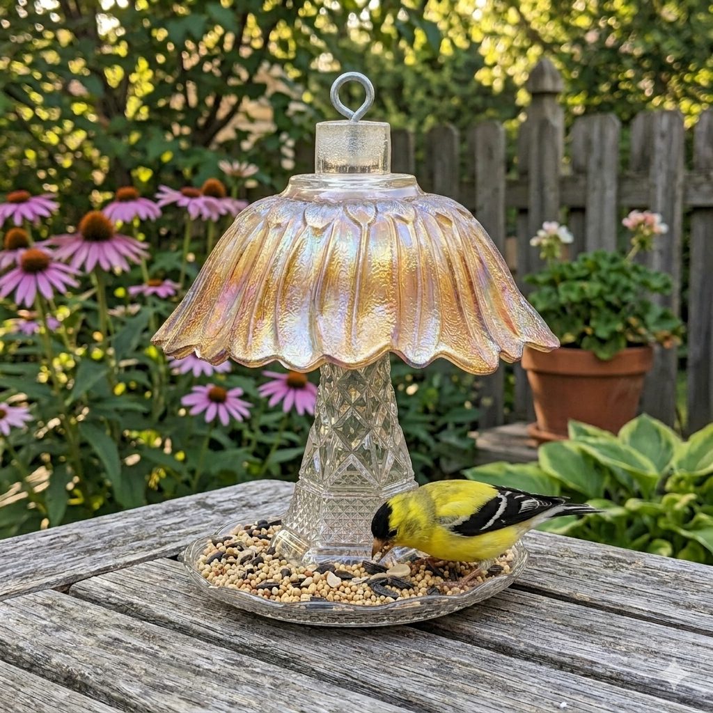 Gold Iridescent Bird Feeder 2