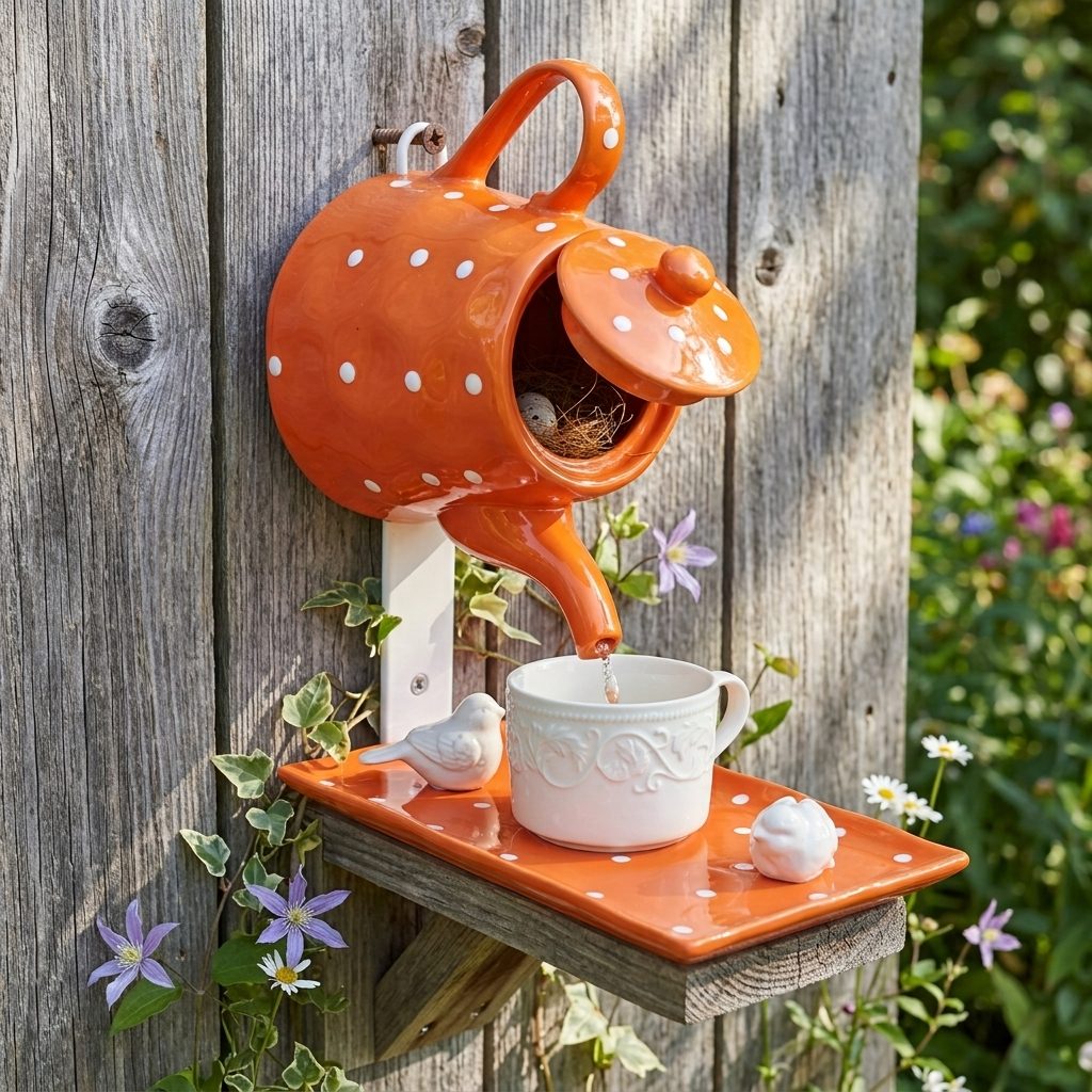 Orange Dot Bird House 2