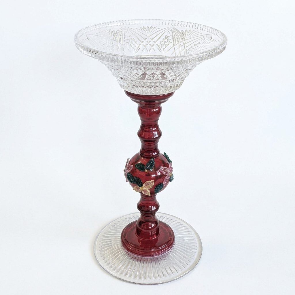 Small Red/Crystal Birdbath