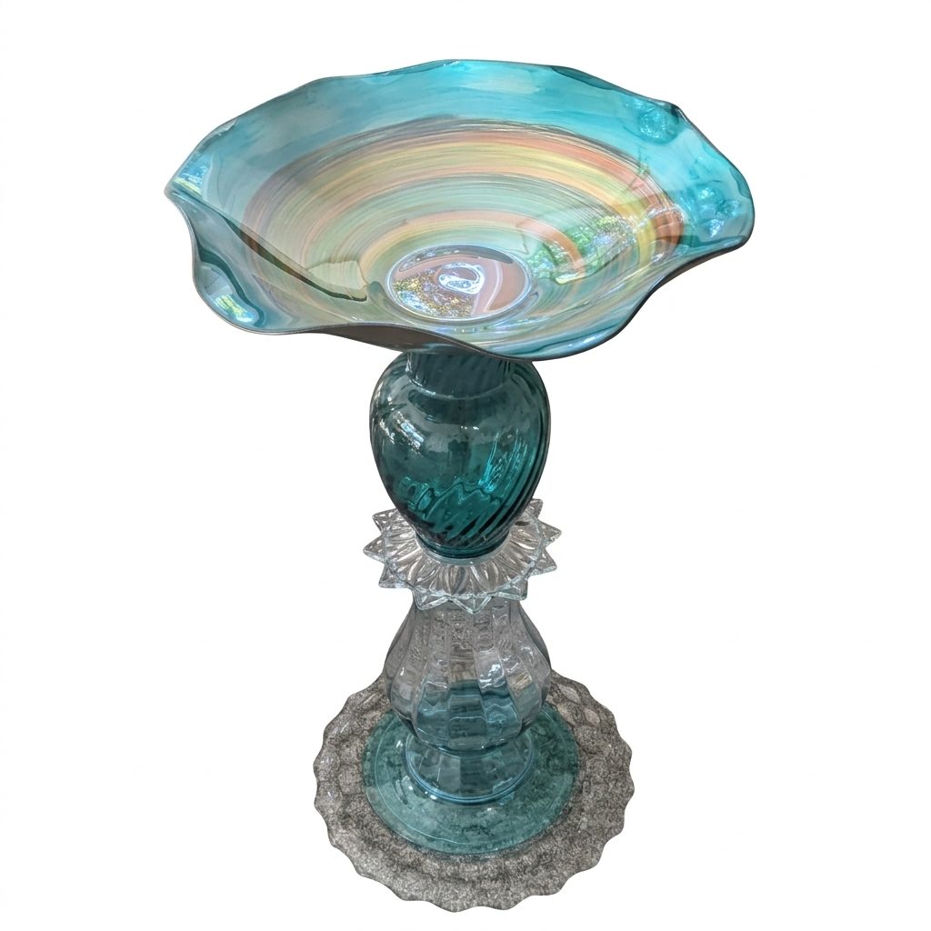Blue Green Birdbath